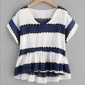 Frill Hem Peplum Blouse